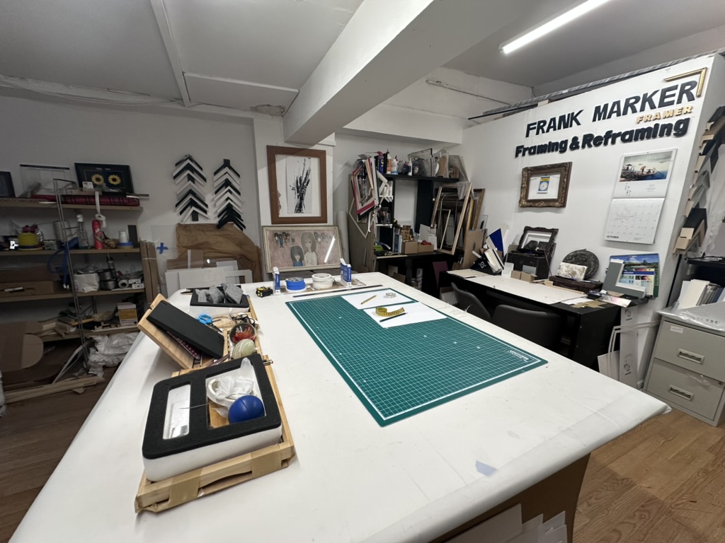Inside the Frank Marker Framers picture framing studio in Govan, Glasgow